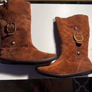 Coach Meyer Mocha Brown Signature Suede Boots - SIZE 7.5